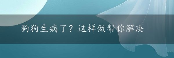 狗狗生病了？这样做帮你解决