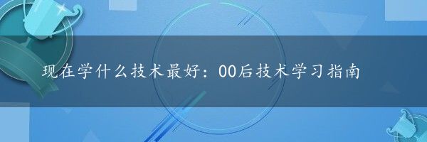 现在学什么技术最好：00后技术学习指南