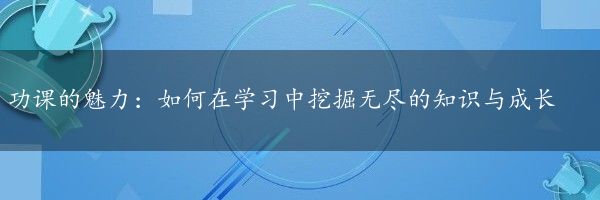 功课的魅力：如何在学习中挖掘无尽的知识与成长